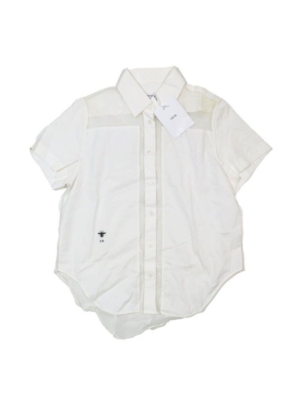 Dior Bee Embroidery Bi Thistle Contrast Combination Shirt Silk Sheer Docking